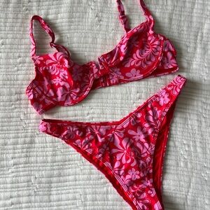 PacSun Pink Floral Bikini Set